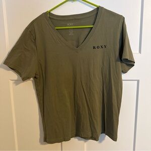 Roxy Khaki V-Neck Tee